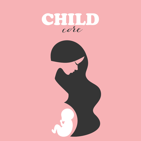 Conceiving mother and baby inside womb illustration.のイラスト素材