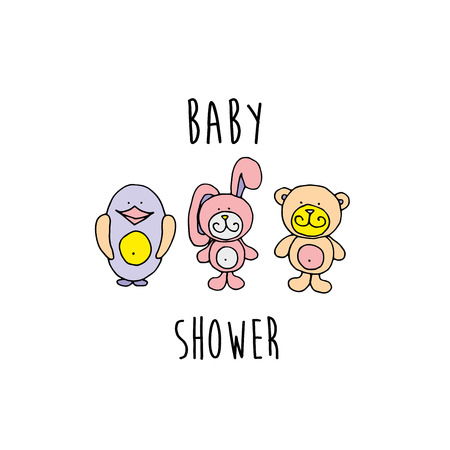 Cute baby shower card design. Vector illustration.のイラスト素材