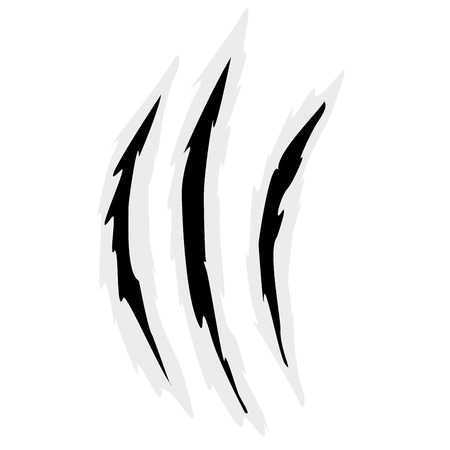 Scratches by claws vector set. Ragged scratches from the claws of animals, monsters.のイラスト素材