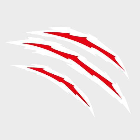 Scratches by claws vector set. Ragged scratches from the claws of animals, monsters.のイラスト素材