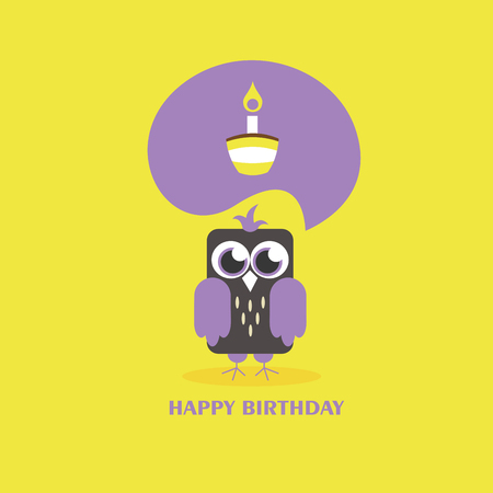 Happy owl birthday card design.のイラスト素材