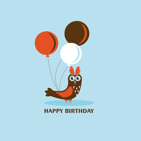 Happy owl birthday card design. Vector illustrationのイラスト素材