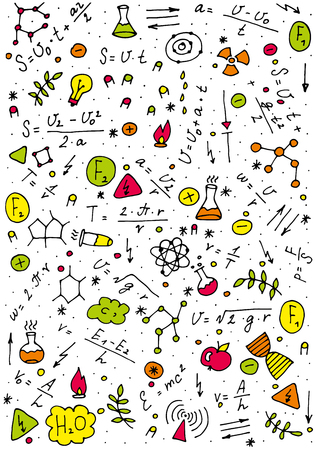 Pattern on the theme of learning with formulas and graphs. Vector Illustration.のイラスト素材