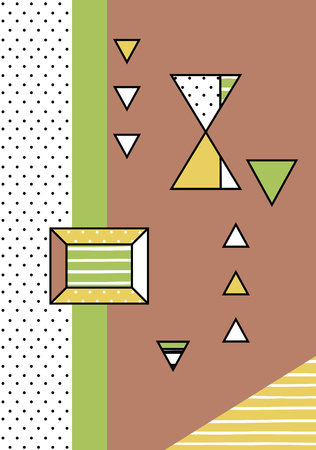 Trendy geometric elements memphis cards. Retro style texture, pattern and geometric elements. Modern abstract design poster, cover, card design.のイラスト素材
