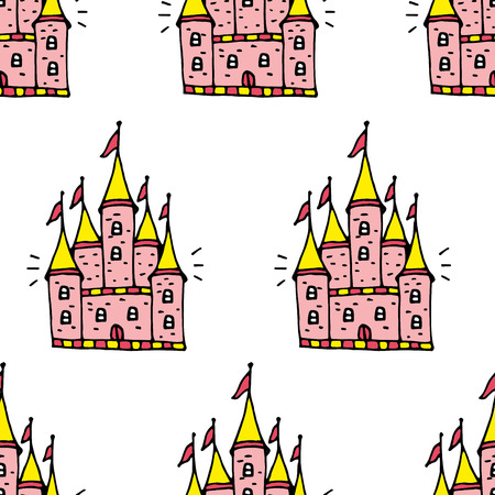 Sets of colorful seamless castle. Vector Illustration.のイラスト素材
