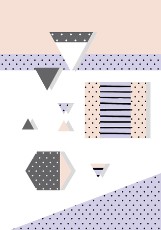 Trendy geometric elements memphis cards. Retro style texture, pattern and geometric elements. Modern abstract design poster, cover, card design.のイラスト素材