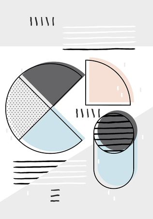 Trendy geometric elements memphis cards. Retro style texture, pattern and geometric elements. Modern abstract design poster, cover, card design.のイラスト素材