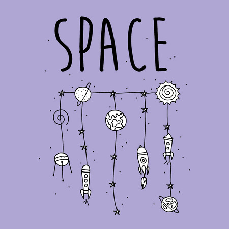 Set of huge universe infographic illustration. Vector thin lines icons. Vector Illustration. eps10のイラスト素材