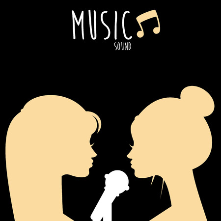 silhouette of girl singing. Vector Illustrationのイラスト素材