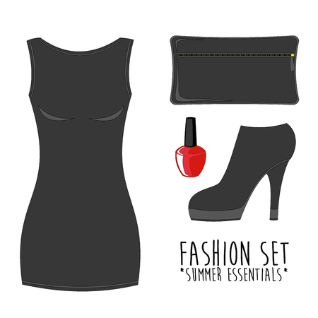 Set of trendy women's clothes. Vector illustration. eps10のイラスト素材