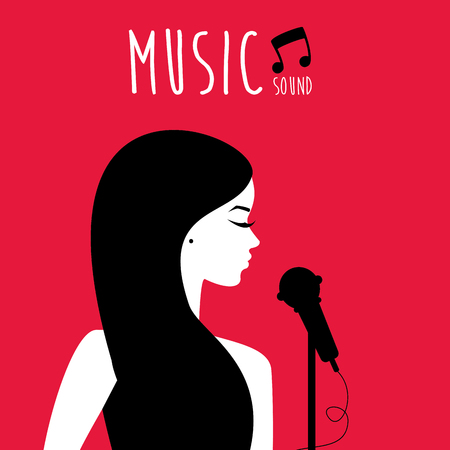 silhouette of girl singing. Vector Illustrationのイラスト素材