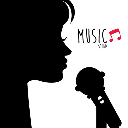 silhouette of girl singing. Vector Illustrationのイラスト素材