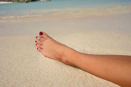 Bare leg on beachの写真素材