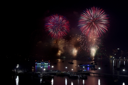 Pattaya International Fireworks Festival 2012 on December 1, 2012 at Pattaya city Chonburi,...