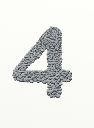 alphabet , number 4 with stone backgroundの写真素材