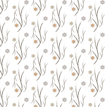 Seamless branch with floral pattern backgroundのイラスト素材