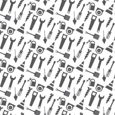 seamless pattern working tools icon monochrome backgroundのイラスト素材