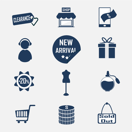 Shopping, commercial icon set vector illustrationのイラスト素材