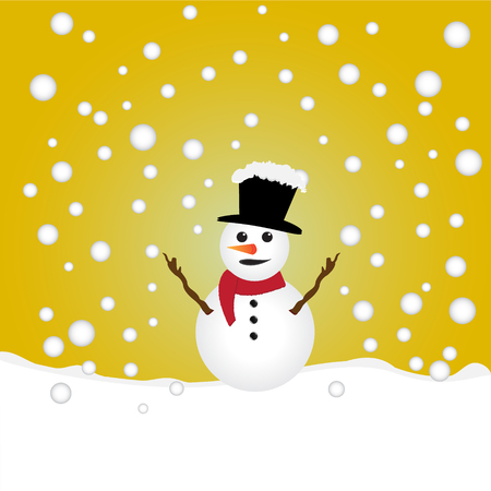 Snowman in snow, vector illustration backgroundのイラスト素材