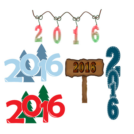 Merry Christmas and Happy New Year 2016 text illustrationのイラスト素材