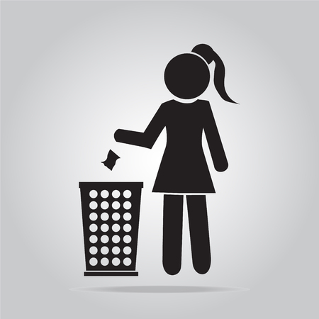 Trash bin with woman symbol vector illustrationのイラスト素材
