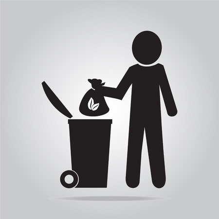 Man with garbage bag symbol vector illustrationのイラスト素材