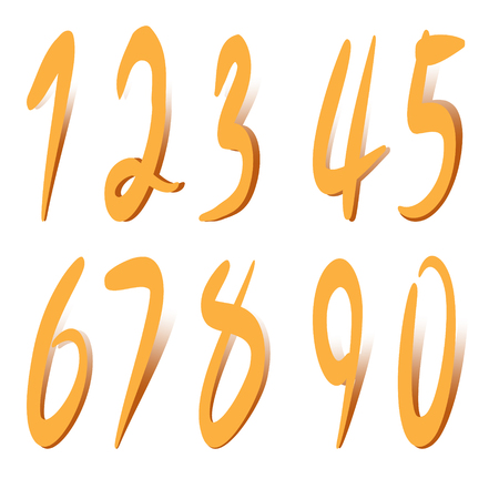 Orange color number, Number 1 to 0 vector illustrationのイラスト素材