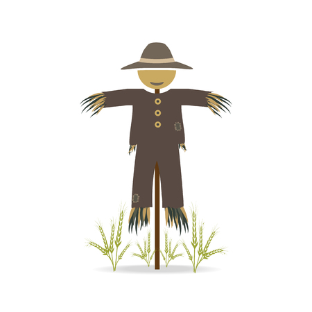Scarecrow and rice plant icon sign, illustrationのイラスト素材