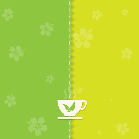 Cup of tea with flora backgroundのイラスト素材