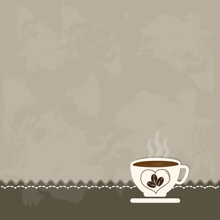 Cup of coffee and grunge on brown backgroundのイラスト素材