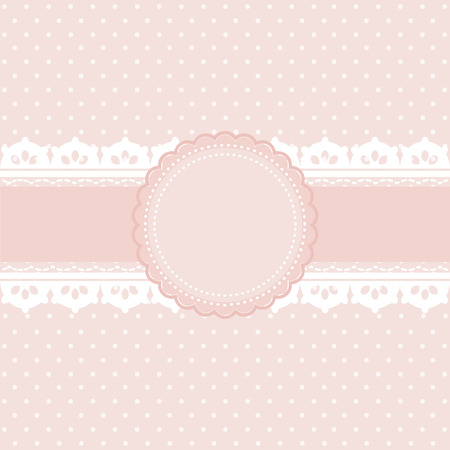 Pink and white polka dot background vintage style, Greeting card, template or backgroundのイラスト素材
