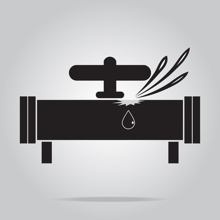 Water leak icon, Pipe and valve icon sign vector illustrationのイラスト素材