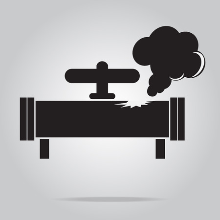 Gas leak pipe icon. Pollution Gas Pipe icon sign vector illustrationのイラスト素材