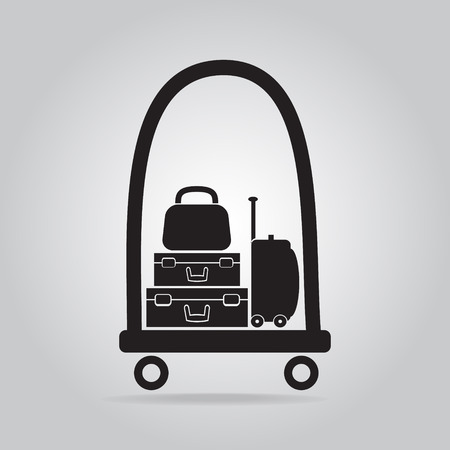 Luggage and cart icon, symbol button vector illustrationのイラスト素材