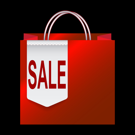 Shopping paper bag with sale tag iconのイラスト素材