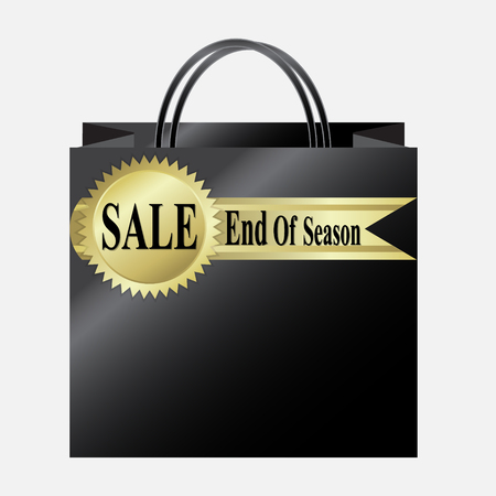 Shopping paper bag with End of Season Sale label vector illustrationのイラスト素材
