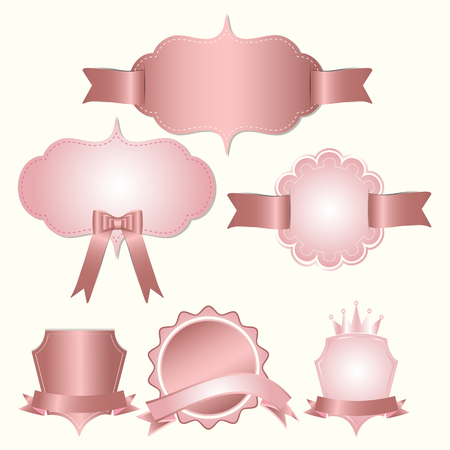Set of badges label and ribbon, Greeting card, vector tag illustrationのイラスト素材