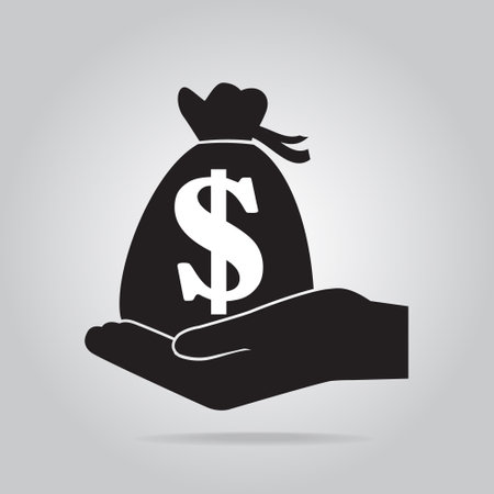 Bag money in hand icon. Protection, safety conceptのイラスト素材