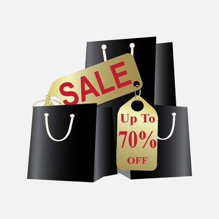 Shopping paper bag with sale label vector illustrationのイラスト素材