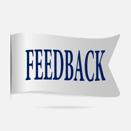 Feedback label, silver ribbon badge vector illustrationのイラスト素材