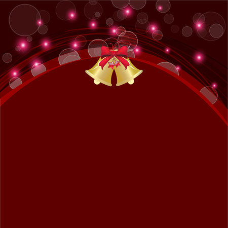 christmas bell and line curve abstract red backgroundのイラスト素材