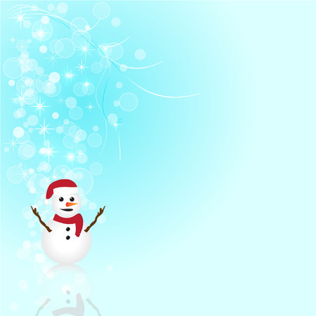 abstract snowman and glow christmas blue  backgroundのイラスト素材
