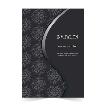 Invitation card, wedding card with ornamental on dark backgroundのイラスト素材