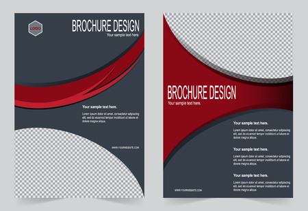 Brochure template, design grey and red color templateのイラスト素材
