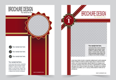 Brochure template, design red color templateのイラスト素材