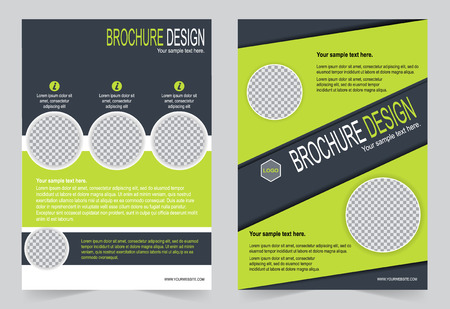 Brochure template, Flyer design green and dark gray color templateのイラスト素材