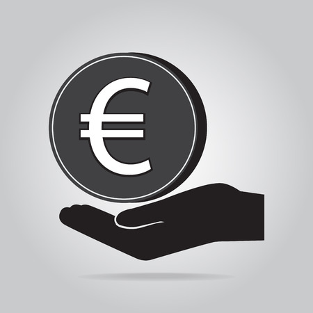 Coin in hand icon. Protection, safety conceptのイラスト素材