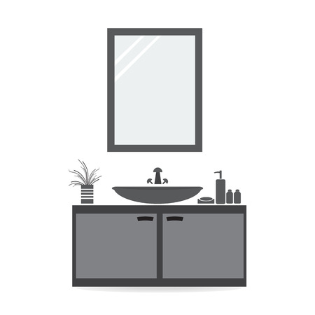 Bathroom and washbasin, Bathroom interior conceptのイラスト素材