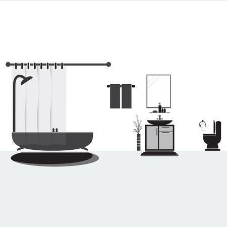Bathroom and washbasin, Bathroom interior conceptのイラスト素材