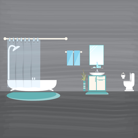 Bathroom and washbasin, Bathroom interior conceptのイラスト素材